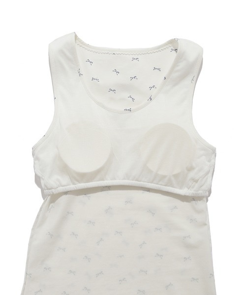 gelato pique（ジェラートピケ）の「リボン柄カップインタンクトップ（ルームウェア/パジャマ・レディース・オフホワイト/ピンク・FREE）」の12枚目の写真