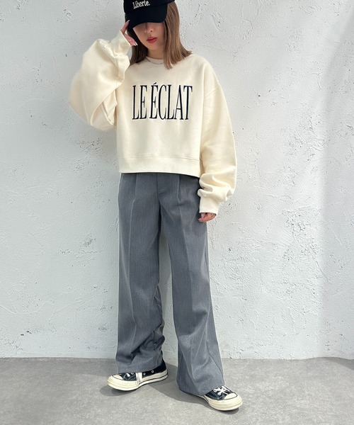 apres jour mignon(アプレジュールミニョン)の「ショート丈裏起毛トップス【ZOZOTOWN限定アイテム】(スウェット・レディース・ネイビー/ナチュラル/アイボリー・フリー/X-LARGE)」の15枚目の写真
