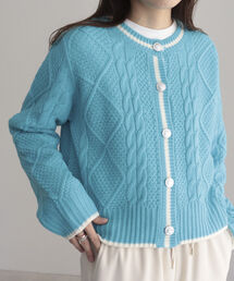 fredy emue | ケーブル編みバイカラー クルーネックカーディガン(カーディガン/ボレロ)