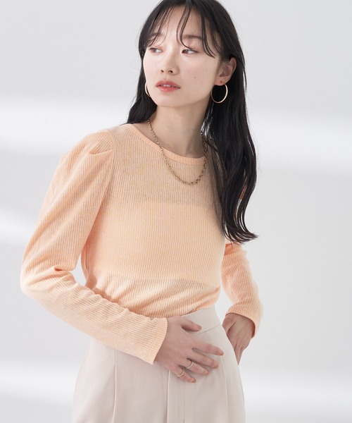 earth music&ecology(アースミュージックアンドエコロジー)の「パフスリーブクレープリブインナー(インナーウェア/肌着・レディース・オフホワイト/ブラック/サックスブルー/オレンジ・S/M)」の4枚目の写真