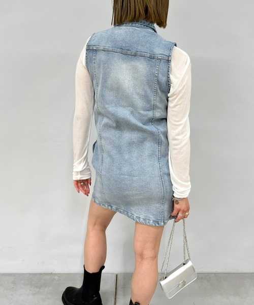 WHO'S WHO gallery（フーズフーギャラリー）の「デニムワンピース（ワンピース・レディース・オフホワイト/ブラック/サックスブルー・FREE）」の5枚目の写真