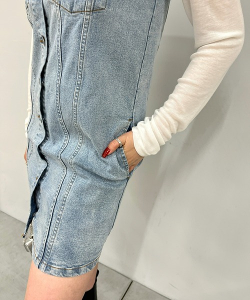 WHO'S WHO gallery（フーズフーギャラリー）の「デニムワンピース（ワンピース・レディース・オフホワイト/ブラック/サックスブルー・FREE）」の7枚目の写真