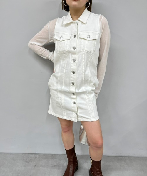 WHO'S WHO gallery（フーズフーギャラリー）の「デニムワンピース（ワンピース・レディース・オフホワイト/ブラック/サックスブルー・FREE）」の9枚目の写真