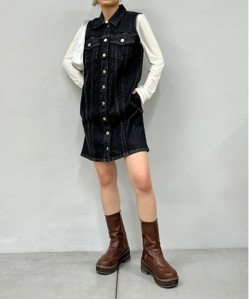 WHO'S WHO gallery（フーズフーギャラリー）の「デニムワンピース（ワンピース・レディース・オフホワイト/ブラック/サックスブルー・FREE）」の12枚目の写真