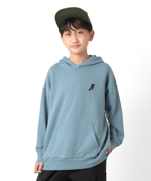 GLAZOS(グラソス)の「裏毛・スケーター刺繍ビッグパーカー(パーカー・キッズ・ブラック/ブルー/グレー/オートミール・170cm/160cm/140cm/150cm)」の11枚目の写真