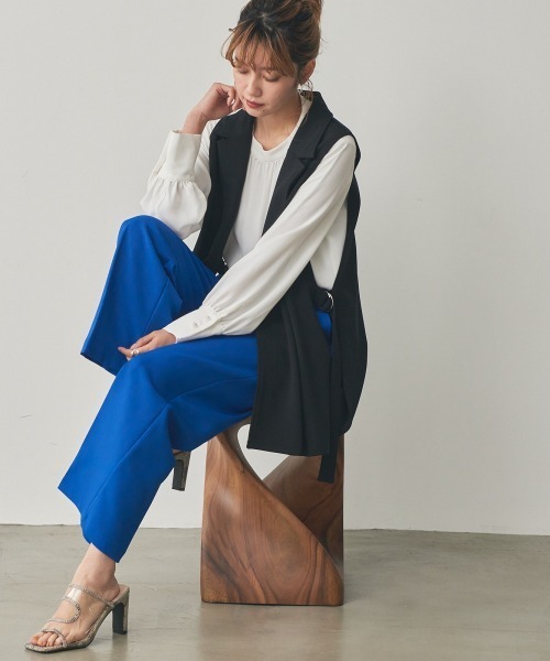 nissen（ニッセン）の「センタープレスカラーセミワイドパンツ（スラックス・レディース・ライトベージュ/ブルー/ライム/ライトグレー/ブラック/テラコッタ・LL/M/S/L）」の15枚目の写真