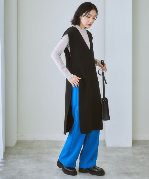 nissen（ニッセン）の「センタープレスカラーセミワイドパンツ（スラックス・レディース・ライトベージュ/ブルー/ライム/ライトグレー/ブラック/テラコッタ・LL/M/S/L）」の20枚目の写真