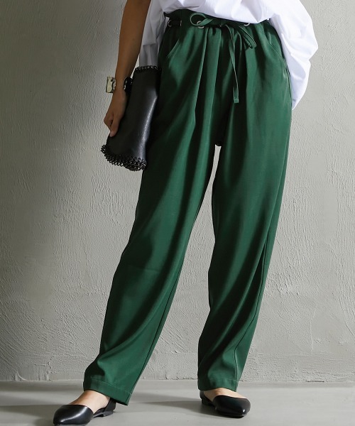 Soiunique（スワユニーク）の「ウエスト細見え　ハトメタックパンツ ［Soiunique］（スラックス・レディース・グリーン/チャコールグレー/ブラック・M/L）」の3枚目の写真