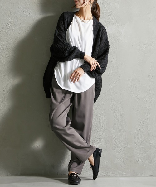 Soiunique（スワユニーク）の「ウエスト細見え　ハトメタックパンツ ［Soiunique］（スラックス・レディース・グリーン/チャコールグレー/ブラック・M/L）」の8枚目の写真