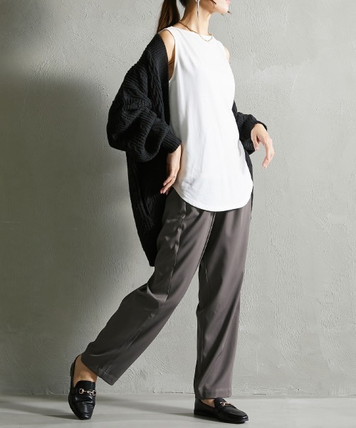 Soiunique（スワユニーク）の「ウエスト細見え　ハトメタックパンツ ［Soiunique］（スラックス・レディース・グリーン/チャコールグレー/ブラック・M/L）」の9枚目の写真