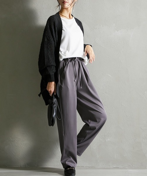 Soiunique（スワユニーク）の「ウエスト細見え　ハトメタックパンツ ［Soiunique］（スラックス・レディース・グリーン/チャコールグレー/ブラック・M/L）」の11枚目の写真