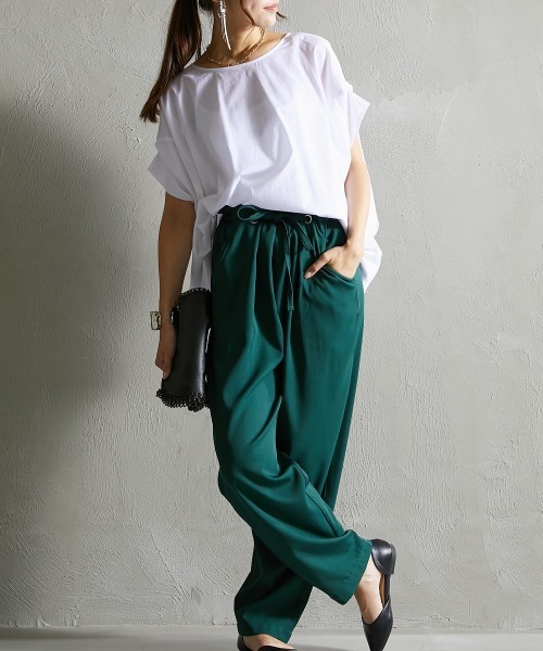 Soiunique（スワユニーク）の「ウエスト細見え　ハトメタックパンツ ［Soiunique］（スラックス・レディース・グリーン/チャコールグレー/ブラック・M/L）」の15枚目の写真