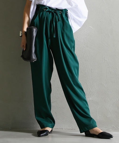 Soiunique（スワユニーク）の「ウエスト細見え　ハトメタックパンツ ［Soiunique］（スラックス・レディース・グリーン/チャコールグレー/ブラック・M/L）」の20枚目の写真