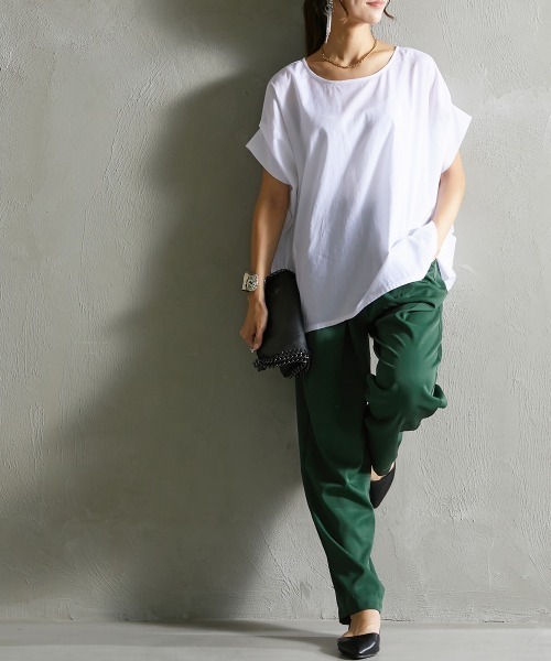 Soiunique（スワユニーク）の「ウエスト細見え　ハトメタックパンツ ［Soiunique］（スラックス・レディース・グリーン/チャコールグレー/ブラック・M/L）」の17枚目の写真