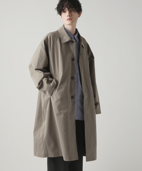 ASTRONOMY（アストロノミー）の「ビッグシルエットストレットラグランステンカラーコート スプリングコート（ステンカラーコート・メンズ・ブラック/チャコール/グレー系・M/L）」の3枚目の写真