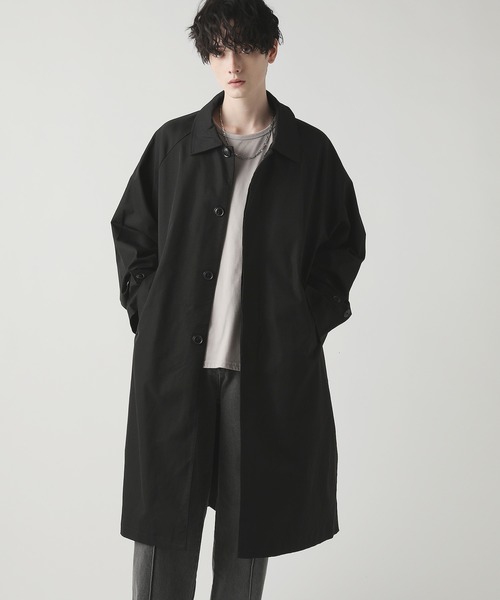 ASTRONOMY（アストロノミー）の「ビッグシルエットストレットラグランステンカラーコート スプリングコート（ステンカラーコート・メンズ・ブラック/チャコール/グレー系・M/L）」の2枚目の写真