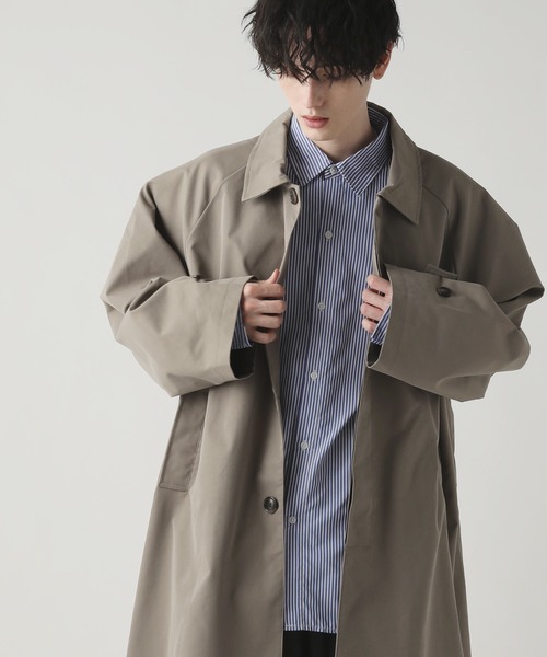 ASTRONOMY（アストロノミー）の「ビッグシルエットストレットラグランステンカラーコート スプリングコート（ステンカラーコート・メンズ・ブラック/チャコール/グレー系・M/L）」の13枚目の写真