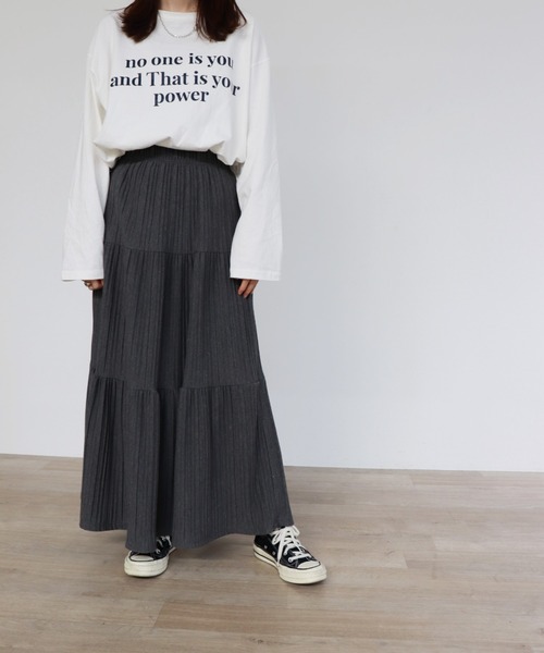 ISOOK（アイスー）の「【ZOZO限定】Pleated tiered long skirt