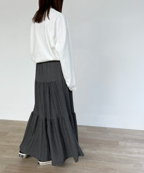ISOOK（アイスー）の「【ZOZO限定】Pleated tiered long skirt