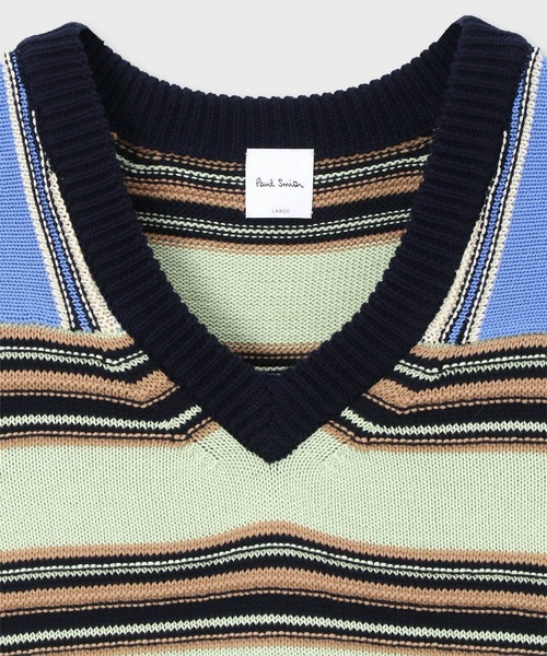 Paul Smith（ポールスミス）の「ミックスアップボーダー ニットベスト / 133405 853X（ニット/セーター・メンズ・キナリ・MEDIUM/LARGE）」の4枚目の写真