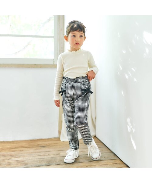 apres les cours（アプレレクール）の「リボンポケットパンツ（その他パンツ・キッズ・ピンク/イエロー/チェック/インディゴブルー・120/140/80/100/130/110/90）」の5枚目の写真