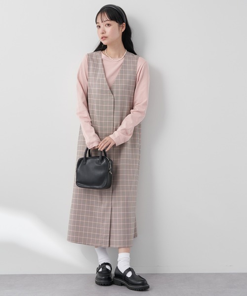 earth music&ecology(アースミュージックアンドエコロジー)の「フロントジップジャンスカ(ワンピース・レディース・その他9/ブラック/ベージュ・FREE)」の2枚目の写真