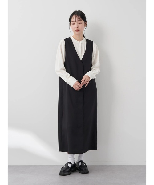 earth music&ecology(アースミュージックアンドエコロジー)の「フロントジップジャンスカ(ワンピース・レディース・その他9/ブラック/ベージュ・FREE)」の4枚目の写真