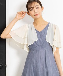 《バック刺繍》薄手シフォンパーティボレロ/結婚式カーディガン