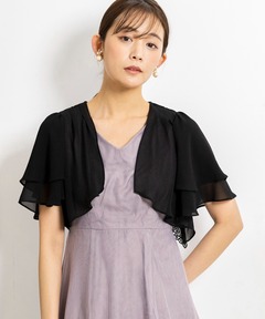 《バック刺繍》薄手シフォンパーティボレロ/結婚式カーディガン