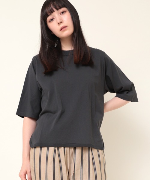 RNA-N（アールエヌエーエヌ）の「M2037 ワイドバインダーミドルスリーブ（Tシャツ/カットソー・レディース・オフホワイト/グリーン/ダークグレー・MEDIUM）」の3枚目の写真