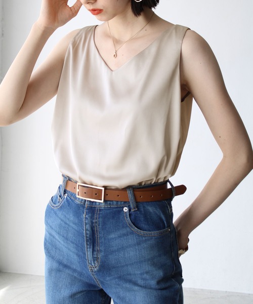 GeeRA（ジーラ）の「サテン2WAYタンクトップ（タンクトップ・レディース・ブラック/オフホワイト/サンドグレー・MEDIUM/LARGE）」の21枚目の写真