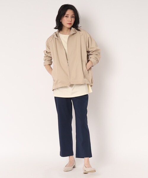 LAURA ASHLEY(ローラアシュレイ)の「【洗える】ウエストドロストマンパ(ブルゾン・レディース・ライトベージュ/ネイビー・38)」の20枚目の写真