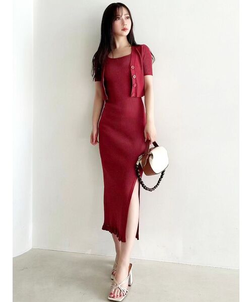 RESEXXY（リゼクシー）の「5分袖ショートカーディガン【セットアップ着用可能】（カーディガン/ボレロ・レディース・ブラック/レッド/その他1・FREE）」の19枚目の写真