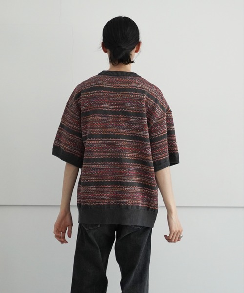O(オー)の「reverve SHORT SLEEVE KNIT(ニット/セーター・メンズ・アイボリー/グレー・F)」の8枚目の写真