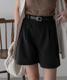 Anss.me | 【Anss.me】チノツータックベルト付きショートパンツ(スカート)
