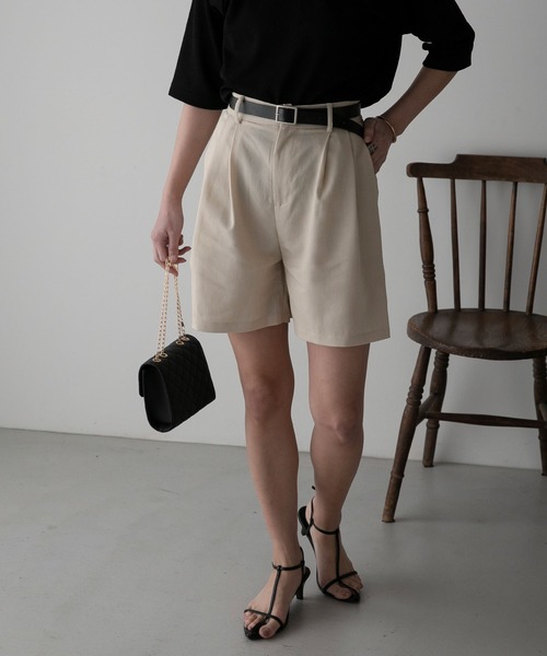Anss.me（アンスミー）の「【Anss.me】チノツータックベルト付きショートパンツ（スカート・レディース・アイボリー/ブラック/グレー・FREE）」の18枚目の写真