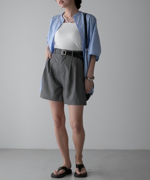 Anss.me（アンスミー）の「【Anss.me】チノツータックベルト付きショートパンツ（スカート・レディース・アイボリー/ブラック/グレー・FREE）」の14枚目の写真