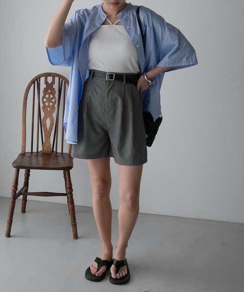 Anss.me（アンスミー）の「【Anss.me】チノツータックベルト付きショートパンツ（スカート・レディース・アイボリー/ブラック/グレー・FREE）」の13枚目の写真