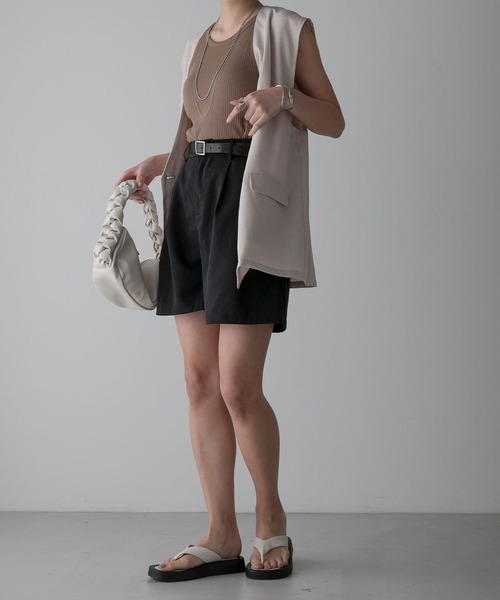 Anss.me（アンスミー）の「【Anss.me】チノツータックベルト付きショートパンツ（スカート・レディース・アイボリー/ブラック/グレー・FREE）」の20枚目の写真