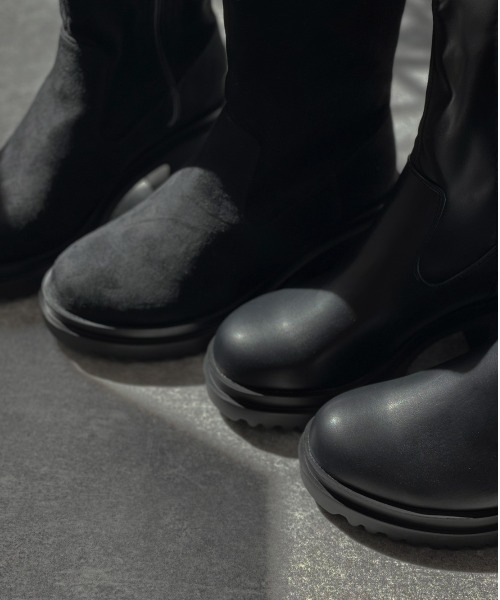Shoes in Closet（シューズインクローゼット）の「厚底 ヒールアップ  フィット ストレッチ ロングブーツ 1879（ブーツ・レディース・ブラック/ブラック系8/ホワイト/ダークブラウン・S/L/M/LL）」の21枚目の写真