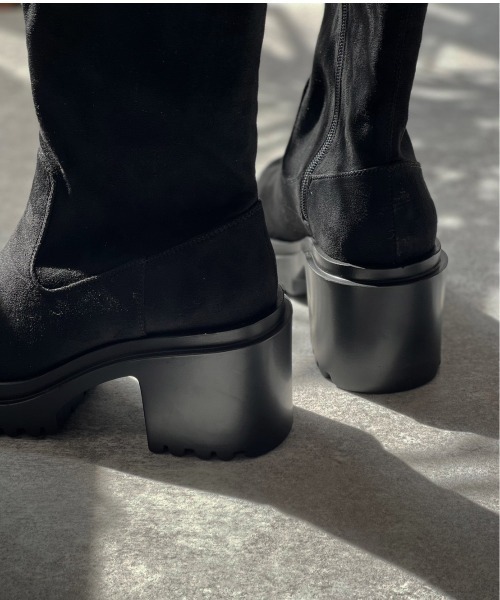 Shoes in Closet（シューズインクローゼット）の「厚底 ヒールアップ  フィット ストレッチ ロングブーツ 1879（ブーツ・レディース・ブラック/ブラック系8/ホワイト/ダークブラウン・S/L/M/LL）」の22枚目の写真