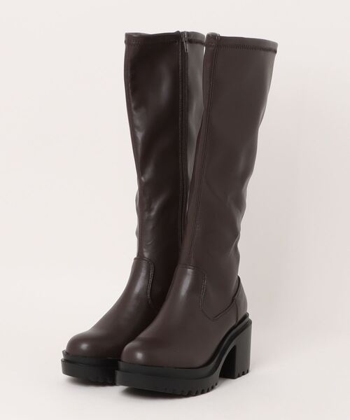 Shoes in Closet（シューズインクローゼット）の「厚底 ヒールアップ  フィット ストレッチ ロングブーツ 1879（ブーツ・レディース・ブラック/ブラック系8/ホワイト/ダークブラウン・S/L/M/LL）」の6枚目の写真