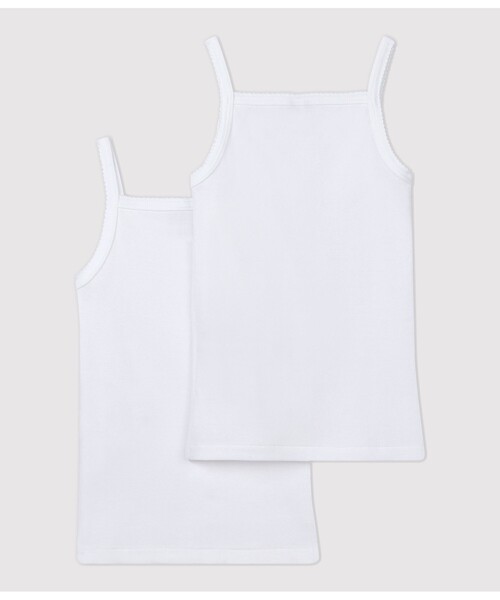 PETIT BATEAU（プチバトー）の「ホワイトキャミソール２枚組（インナーウェア/肌着・キッズ・その他・3YEAR/5YEAR/4YEAR/2YEAR）」の2枚目の写真