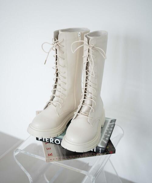 WEGO（ウィゴー）の「WEGO/レースアップミドルブーツ（ブーツ・レディース・ブラック/オフホワイト・MEDIUM/LARGE）」の17枚目の写真