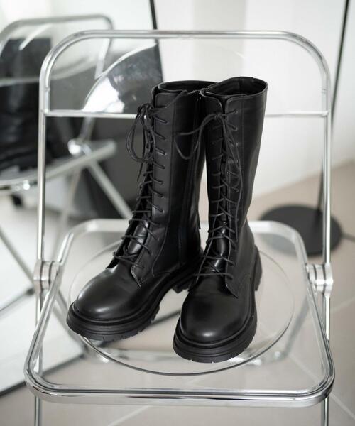 WEGO（ウィゴー）の「WEGO/レースアップミドルブーツ（ブーツ・レディース・ブラック/オフホワイト・MEDIUM/LARGE）」の19枚目の写真