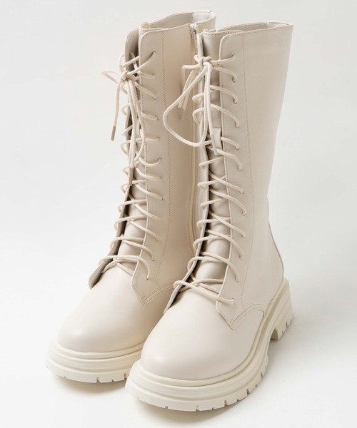 WEGO（ウィゴー）の「WEGO/レースアップミドルブーツ（ブーツ・レディース・ブラック/オフホワイト・MEDIUM/LARGE）」の10枚目の写真