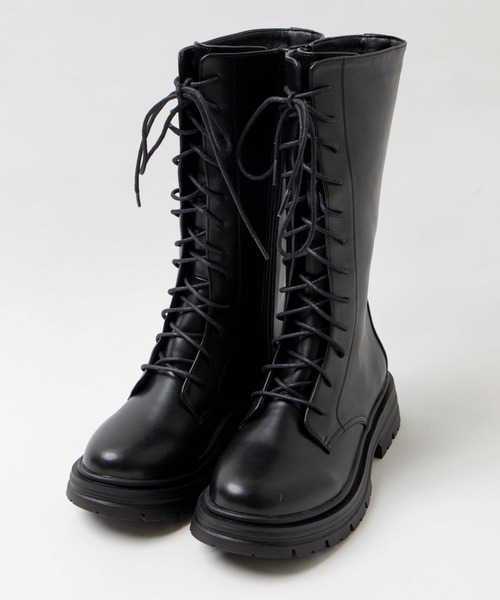 WEGO（ウィゴー）の「WEGO/レースアップミドルブーツ（ブーツ・レディース・ブラック/オフホワイト・MEDIUM/LARGE）」の6枚目の写真