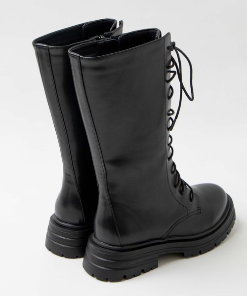 WEGO（ウィゴー）の「WEGO/レースアップミドルブーツ（ブーツ・レディース・ブラック/オフホワイト・MEDIUM/LARGE）」の5枚目の写真