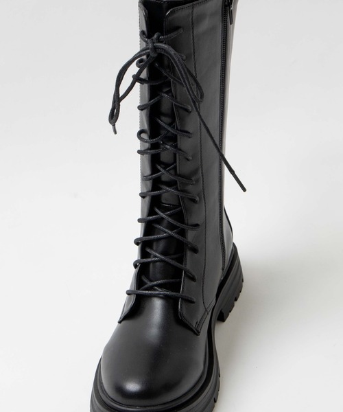 WEGO（ウィゴー）の「WEGO/レースアップミドルブーツ（ブーツ・レディース・ブラック/オフホワイト・MEDIUM/LARGE）」の4枚目の写真
