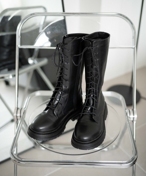 WEGO（ウィゴー）の「WEGO/レースアップミドルブーツ（ブーツ・レディース・ブラック/オフホワイト・MEDIUM/LARGE）」の16枚目の写真